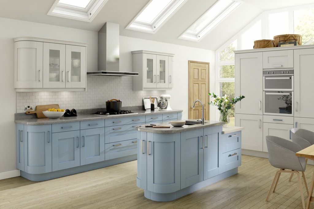 traditional kitchen design - Stonebridge in Ice Blue and White